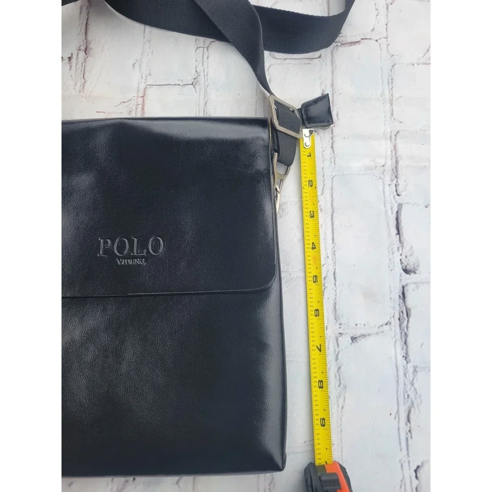 POLO VIDENG color Black Messenger Bag Zip Magnetic Shoulder Strap Nylon Solid